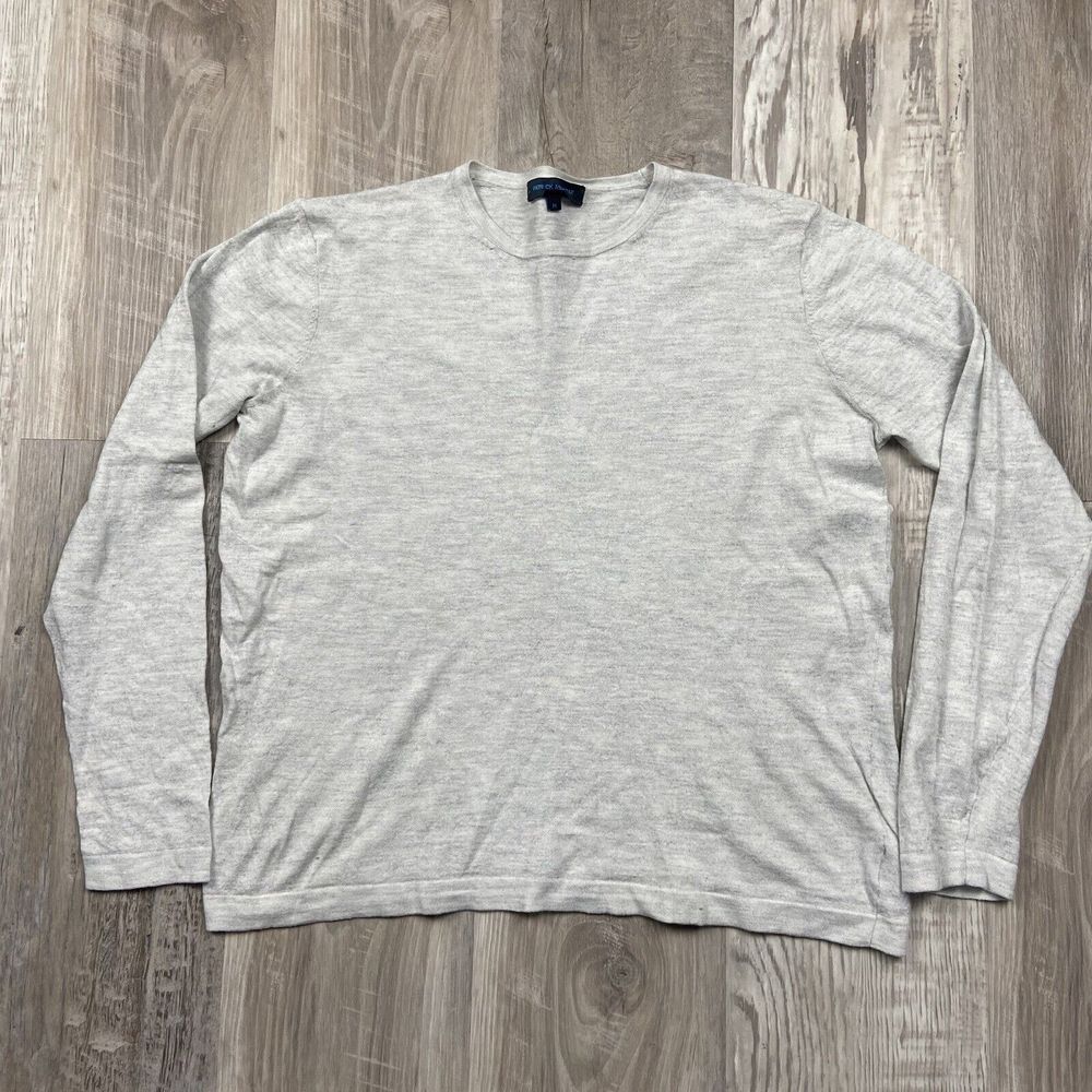 Patrick Assaraf Shirt Men's Medium Gray Cotton Blend Basic Long Sleeves Crewneck